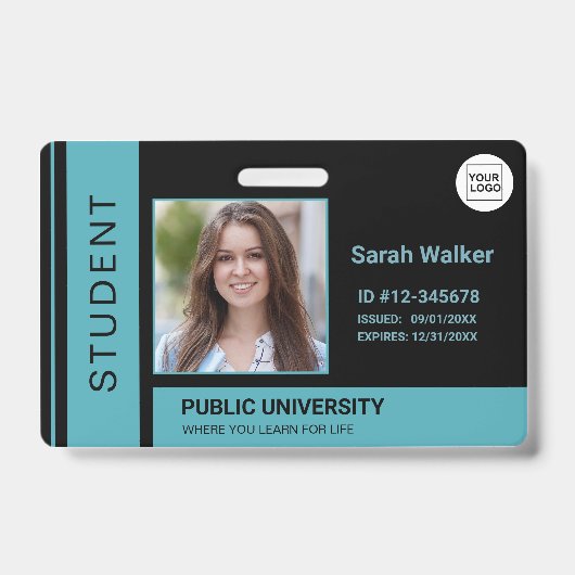 Studenten foto pas school universiteit blauw badge (Voorzijde)