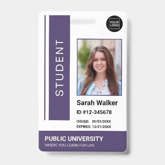 Studenten foto-pas school universiteit paarse Badg Badge (Voorzijde)