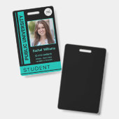 Studenten foto-pas school universiteit turquoise badge (Voor- en achterkant)