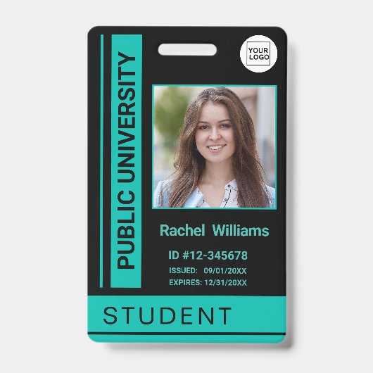 Studenten foto-pas school universiteit turquoise badge (Voorzijde)