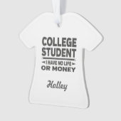 Studenten geen leven of geld ornament (voorkant)