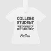 Studenten geen leven of geld ornament (achterkant)