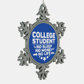 Studenten geen leven of geld tin sneeuwvlok ornament (Links)