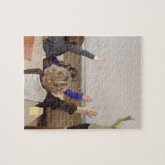 studenten in de klas legpuzzel (Horizontaal)