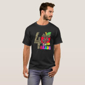 Studenten in de vierde klas Leopard Apple Terug T-shirt (Voorkant volledig)