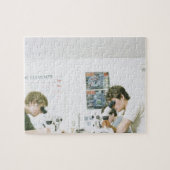 Studenten met microscopen legpuzzel (Horizontaal)