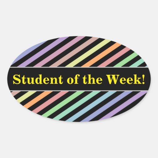 Studenten ophalen; zwart-wit en pastel kleurenpatr ovale sticker (Voorkant)