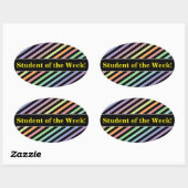 Studenten ophalen; zwart-wit en pastel kleurenpatr ovale sticker (Vel)