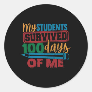 Studenten overleefden 100 dagen van ME Fun Teacher Ronde Sticker