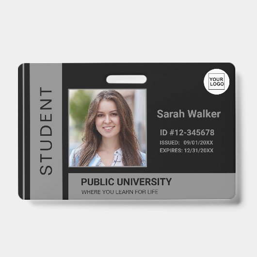 Studenten pasfoto ID school universiteit grijs Badge (Voorzijde)