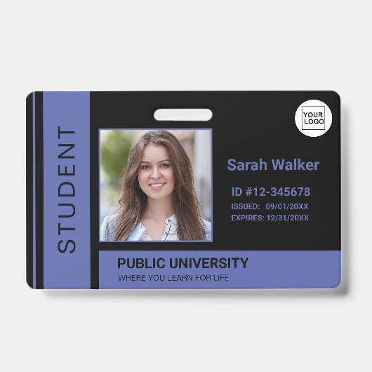 Studenten pasfoto school universiteit blauw badge (Voorzijde)