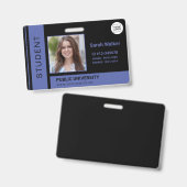Studenten pasfoto school universiteit blauw badge (Voor- en achterkant)