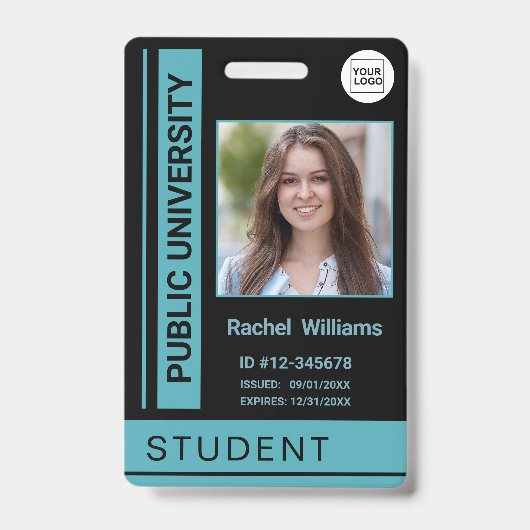 Studenten pasfoto school universiteit blauw badge (Voorzijde)