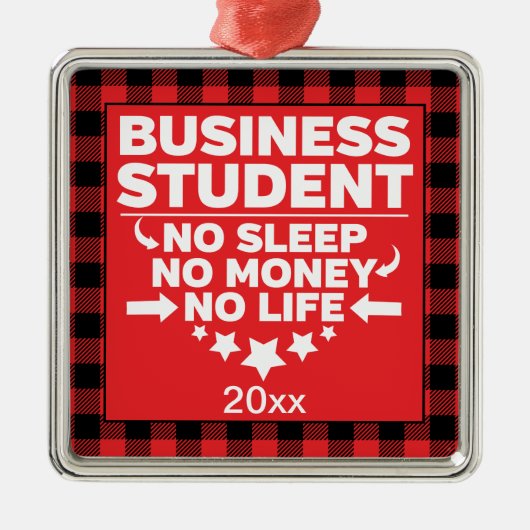 Studenten van het bedrijfscollege: rode spelprogra metalen ornament (Voorkant)