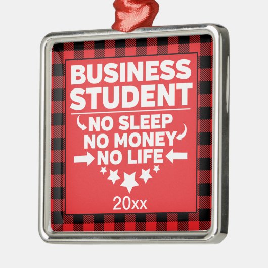 Studenten van het bedrijfscollege: rode spelprogra metalen ornament (Links)