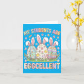 Studenten zijn Eggcellent Funny Teacher Pasen Dag Kaart (Gele Bloem)