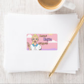 Studentenboek Blonde Pink Cartoon Girl School Etiket (Insitu)