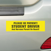 Studentenchauffeur en ouder aan boord bumpersticker (Op auto)