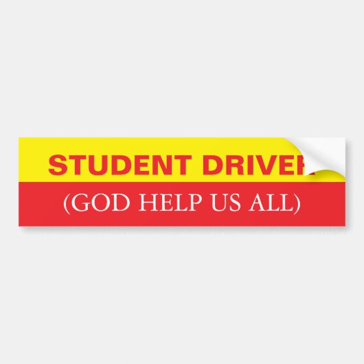 Studentenchauffeur grappige auto bumpersticker (Voorkant)