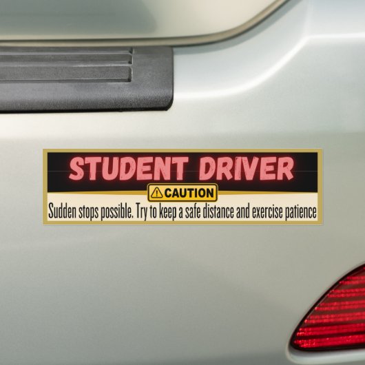 Studentenchauffeur, voorzichtigheid, geduld bumpersticker (Op auto)