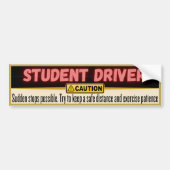 Studentenchauffeur, voorzichtigheid, geduld bumpersticker (Voorkant)