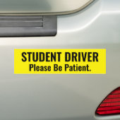 Studentenchauffeur: wees geduldig bumpersticker (Op auto)