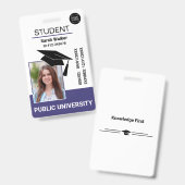 Studentenfoto ID-school Universiteitsbadge – Paars Badge (Voor- en achterkant)