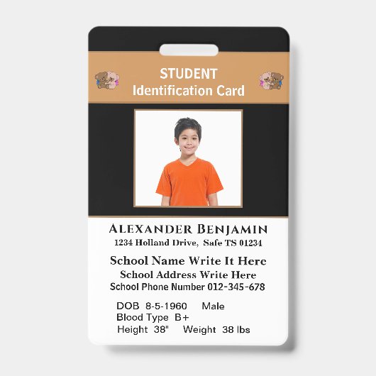 Studentenfoto School Identificatiekaarten Badge (Voorzijde)