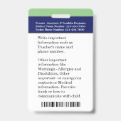 Studentenfoto School Identificatiekaarten  Pasjes Badge (Achterkant)