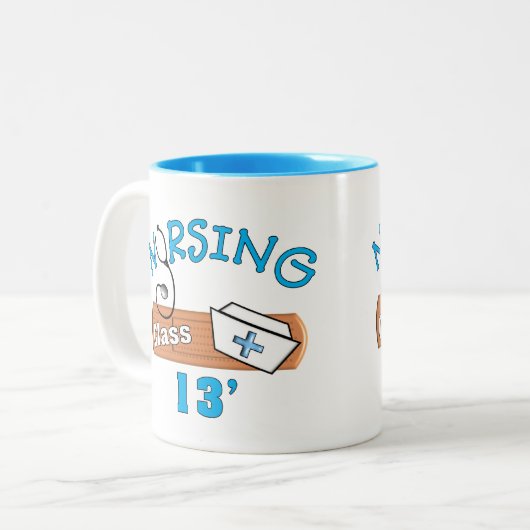 Studentenklasse verpleegkunde van 2013 Gifts Tweekleurige Koffiemok (Voorkant links)