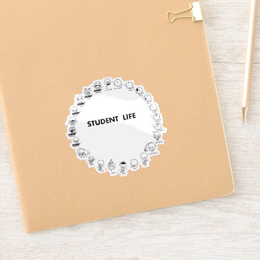 Studentenleven op maat gesneden vinyl sticker (Notitieboek)