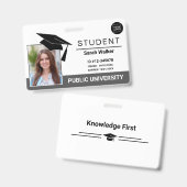 Studentenpas School Universiteit Badge – Grijs (Voor- en achterkant)