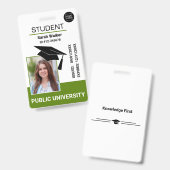 Studentenpas School Universiteit Badge - Groen (Voor- en achterkant)