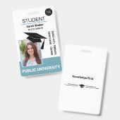 Studentenpas School Universiteit Lichtblauw Badge (Voor- en achterkant)