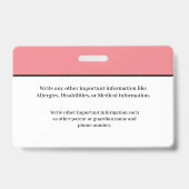 Studentenschool Kinderidentiteitskaart Badge (Achterkant)
