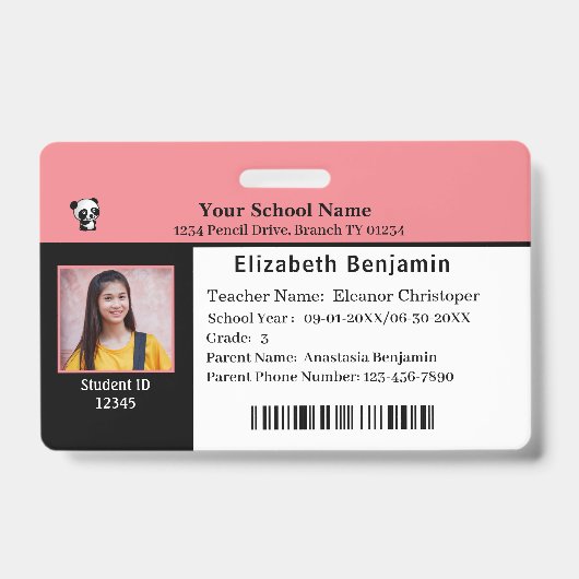 Studentenschool Kinderidentiteitskaart Badge (Voorzijde)