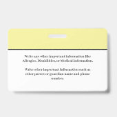 Studentenschool voor kinderen met Kinder identitei Badge (Achterkant)