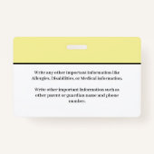 Studentenschool voor kinderen met Kinder identitei Badge (Achterkant)