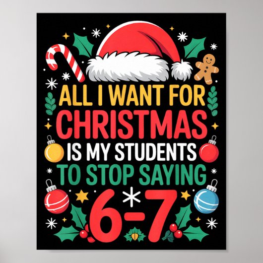 Students Saying 67 Meme Six Seven Funny Christmas  Poster (Voorkant)