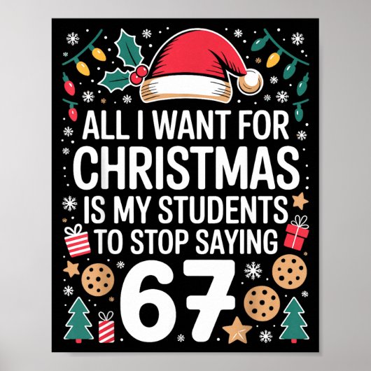 Students Saying 6-7 Funny Six Seven Teacher Christ Poster (Voorkant)