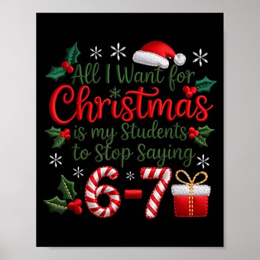 Students Stop Saying 6-7 Meme 67 Funny Teachers Ch Poster (Voorkant)