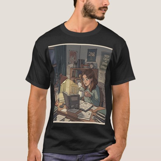Studeren en cafeïneren t-shirt (Voorkant)