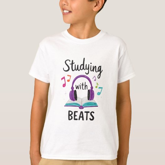 Studeren met beats - Cool Student Music T-shirt (Voorkant)