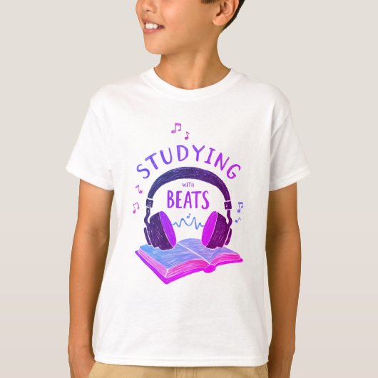 Studeren met beats - Retro School Music T-shirt (Voorkant)