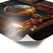 Studeren met Wereldbol, Boeken en Kaars Foto Afdruk (Hoek)