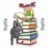 Studie Buddy GSD Puppy School Girl Add Name (naam  Sticker (Voorkant)