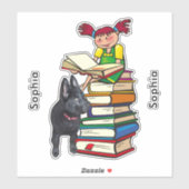 Studie Buddy GSD Puppy School Girl Add Name (naam  Sticker (Vel)