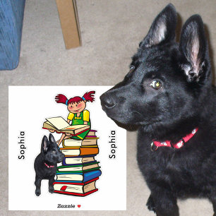 Studie Buddy GSD Puppy School Girl Add Name (naam  Sticker