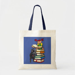 Studie Buddy Puppy met schoolmeisje op Boeken, ZKO Tote Bag
