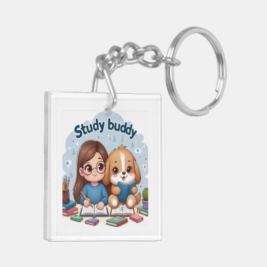 Studie Buddy School Acryl Sleutelhanger (Achterkant Links)